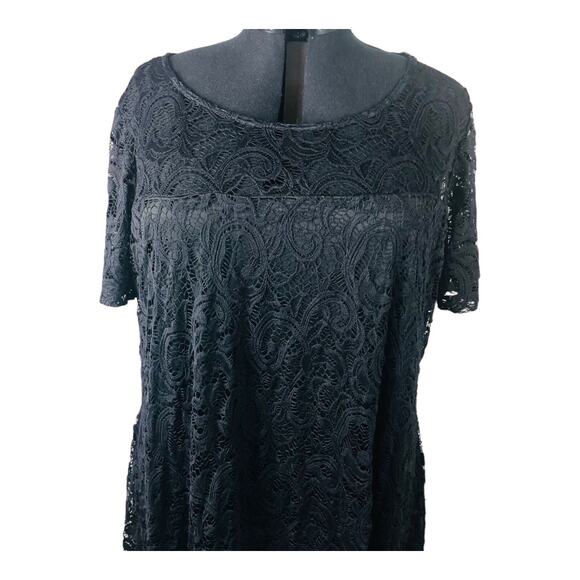 3872 NWT Lane Bryant Womens Black Lace Overlay Shift Dress 22/24 Knee Length - Picture 2 of 7